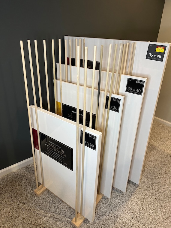 Art Storage Rack 36 Long X 20 Wide With 48 Tall Dowels Large Canvas Storage  up to 48 