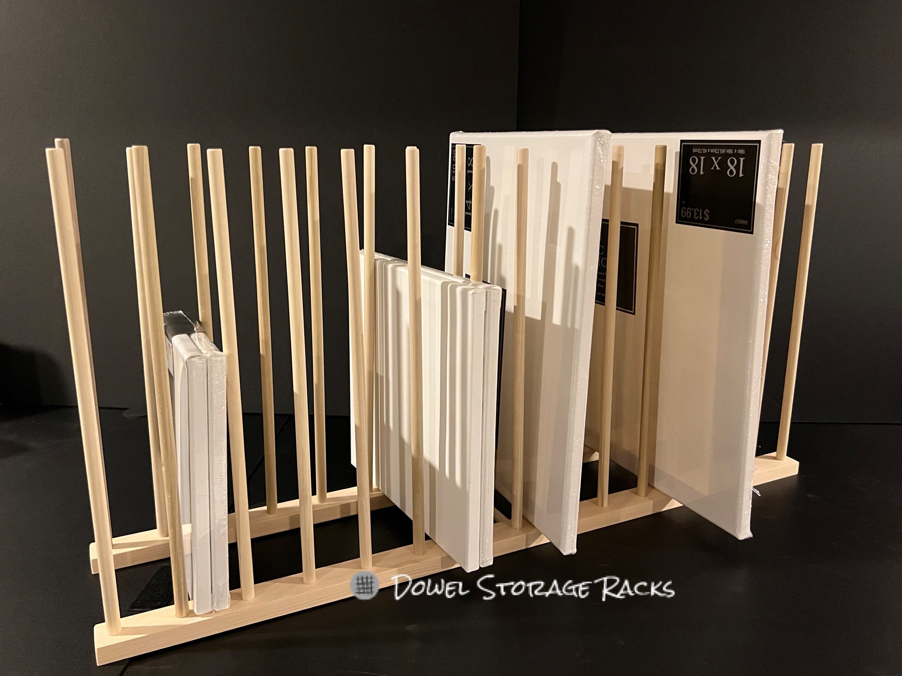 Art Storage Rack With 24 Tall Dowels Optional Locking Caster