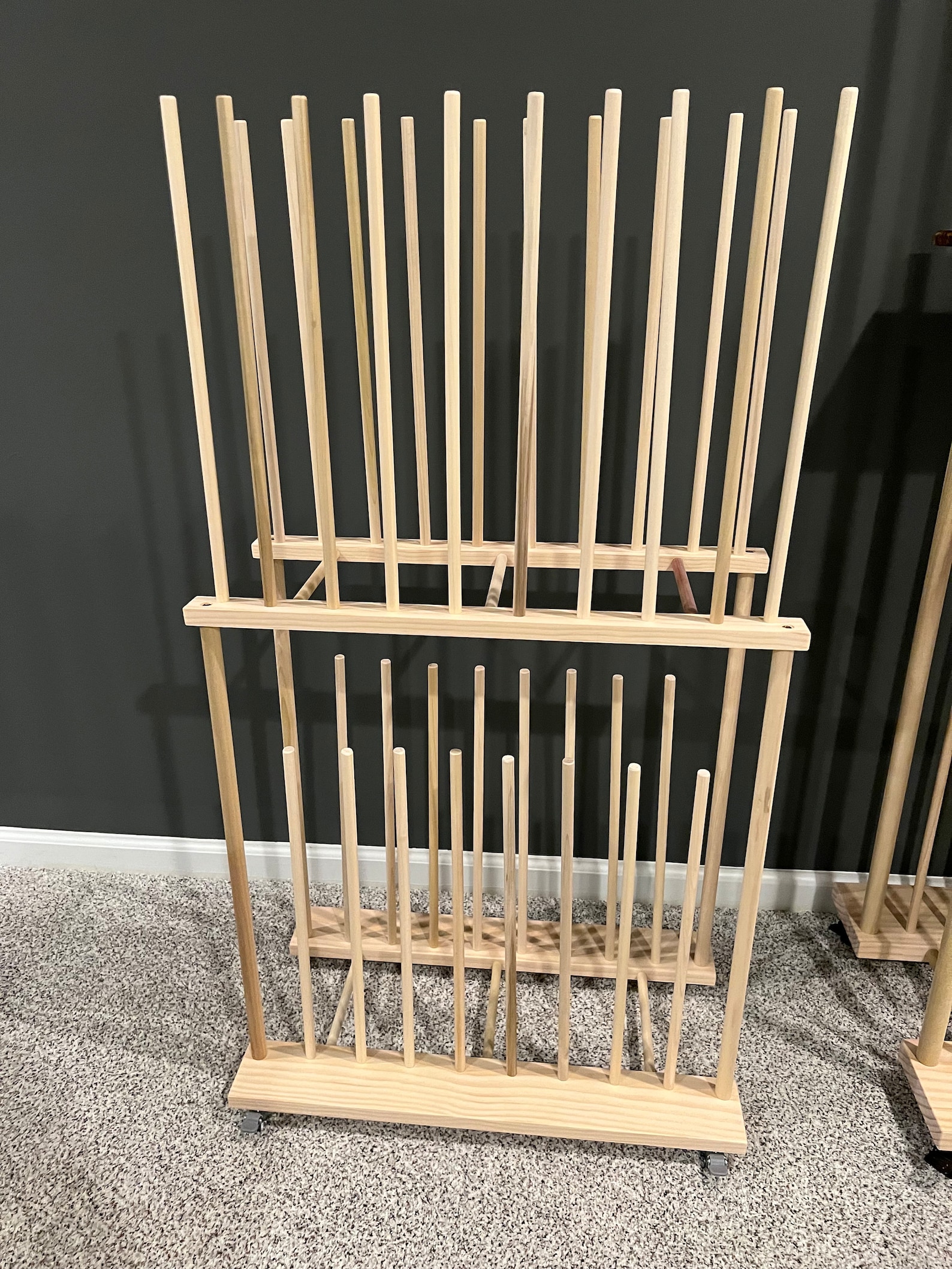 Two Tier Wheeled Art Storage Rack With 18” Tall Dowels - 24” Long ...