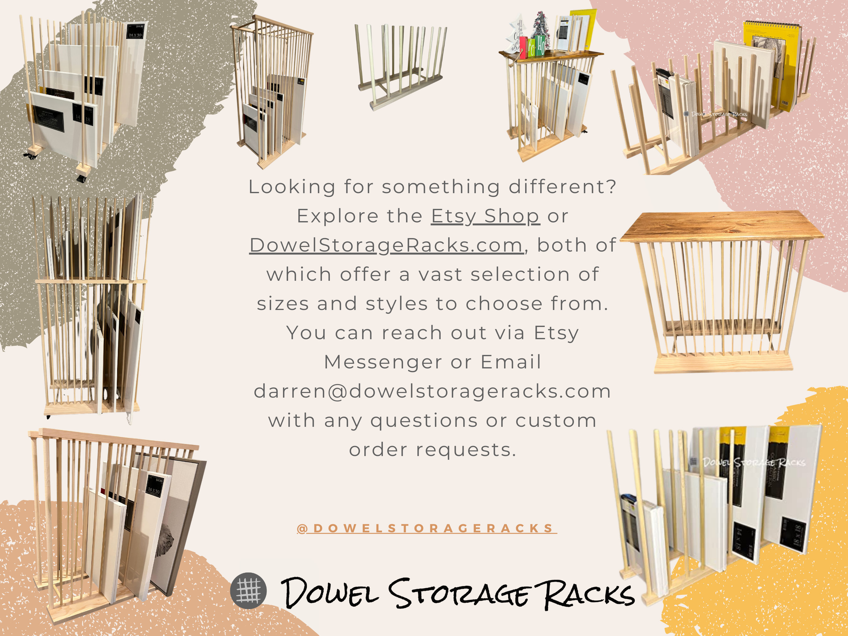 Custom Sized Art and Art Canvas Storage Rack - 24” - 40” Height Options ...