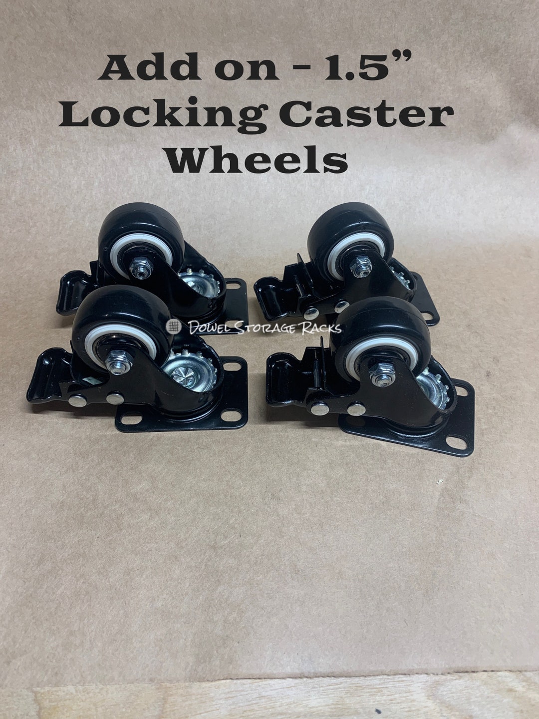 Add on Locking Swivel Caster Wheels Only for Racks With 24 Dowels or