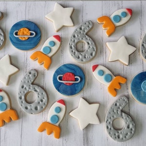 Space themed personalised biscuits / space party / space cookies / space birthday