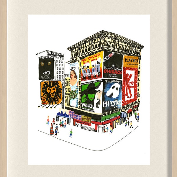 Broadway Musicals Art Print: New York Theater District, Signed Fine Art