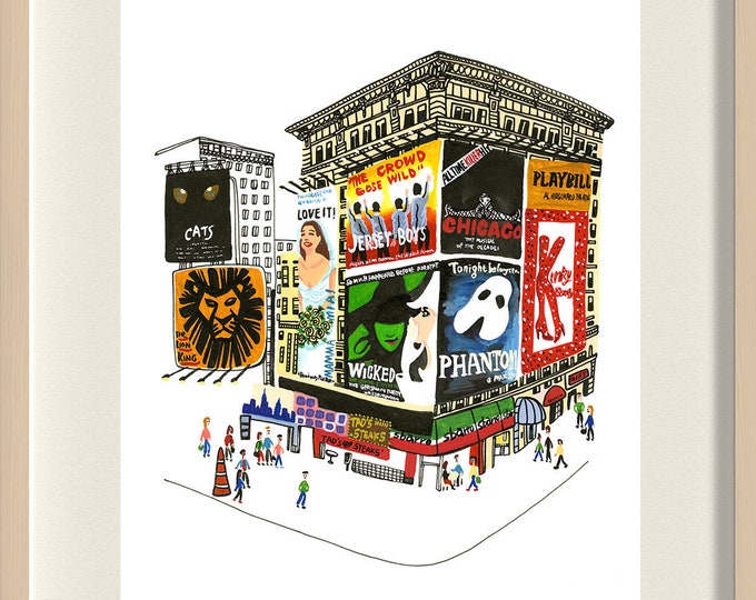 Broadway Musicals Art Print: New York Theater District, Signed Fine Art