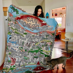San Diego Big Woven Blankets | San Diego Landscape, Designed by San Diego Local Artist