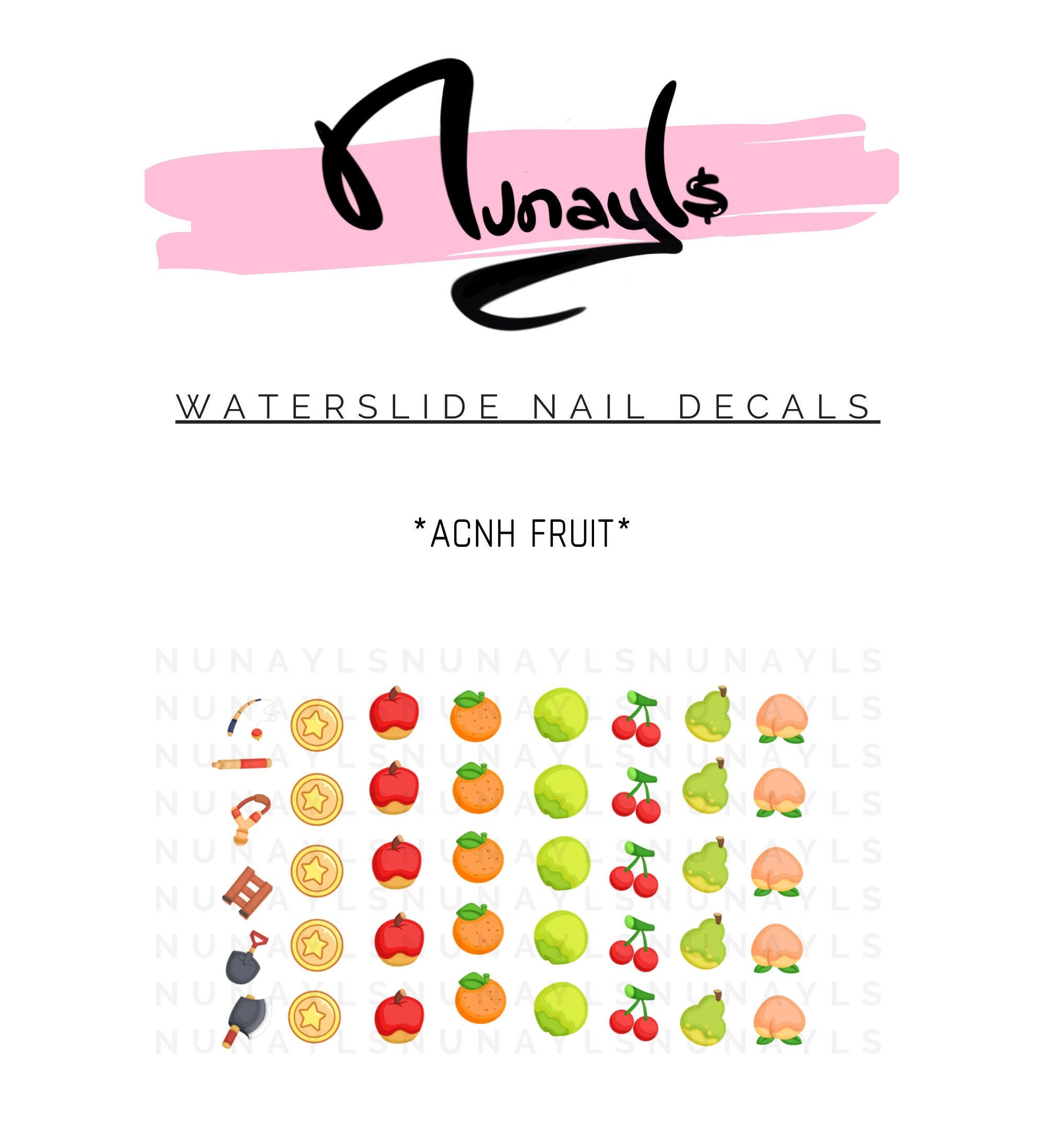 ACNH Fruit Waterslide Nail Decal Nail Decal Nail Art - Etsy
