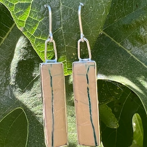 Rare, Green, Ribbon Royston, Hand Forged,  Sterling Silver, earrings