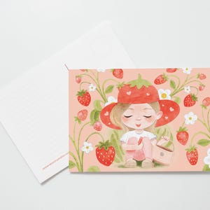 Lot fantaisiste de cartes postales aux fraises - De jolies illustrations pour les amateurs de courrier postal, des jeux de cartes pour toutes les occasions, [...]
