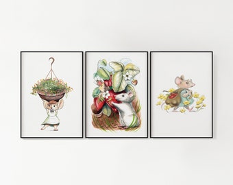 Nursery Art, Kid's Room, Animal Art, Mice, Mouse Decor