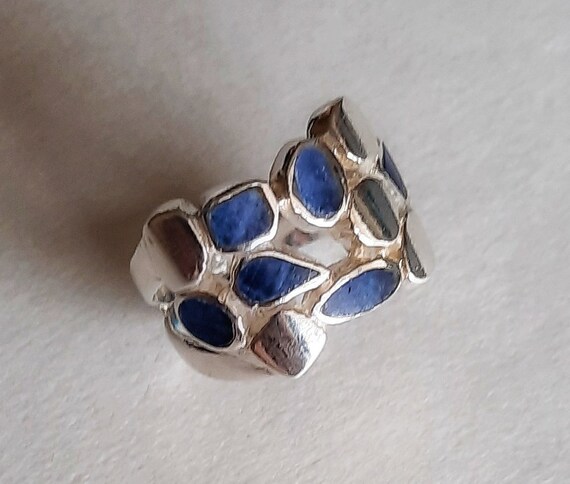 Chunky Silver Ring, Lapis lazuli Ring, Chunky Ring, 950 Silver Ring, Statement Ring, Gemstone Ring, Regalo para Mujer, Joyeria Artesanal