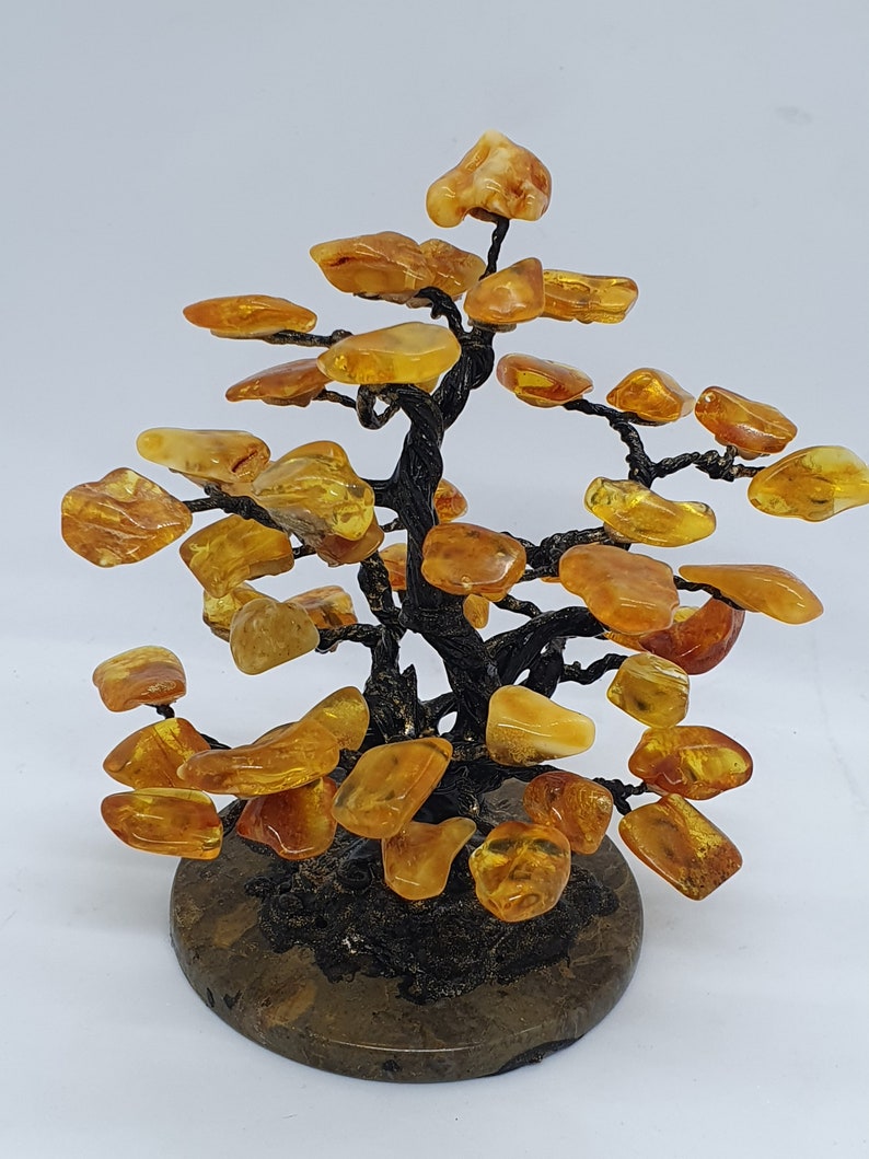 Wedding tree Home decor | Handmade Amber tree on marble plate Polished amber Baltic amber Business gift