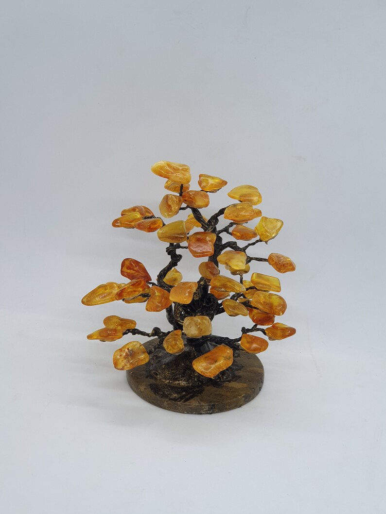 Wedding tree Home decor | Handmade Amber tree on marble plate Polished amber Baltic amber Business gift