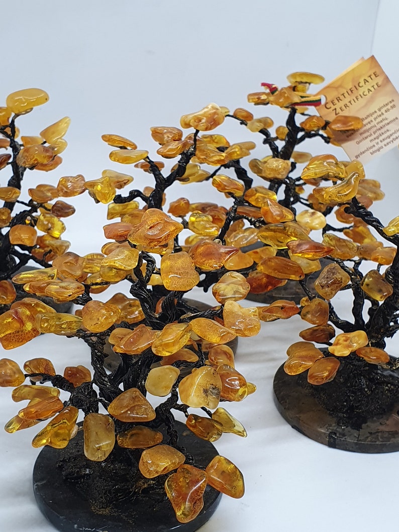 Wedding tree Home decor | Handmade Amber tree on marble plate Polished amber Baltic amber Business gift
