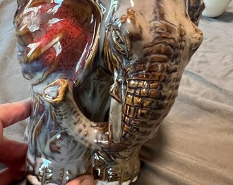 6 inch tall ceramic elephant candy dish or small planter