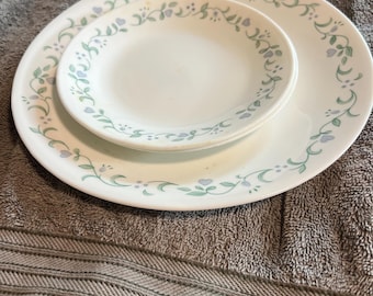 3 Corelle county cottage plates.  one dinner plate and two 6 3/4 inch plates