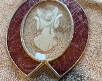 stained glass angel suncatcher or ornament vintage