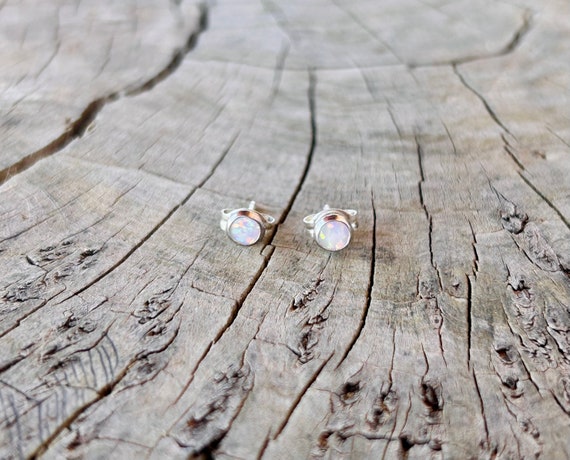 Inlay Opal Sterling Silver Stud Earrings - image 1