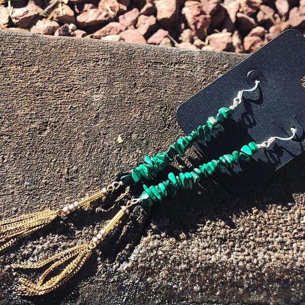 Malachite Long Drop Earrings