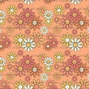 daisy seamless file, Floral Seamless Pattern, Retro Seamless Files, Floral Seamless Design, Floral Digital Paper, daisy seamless pattern