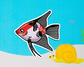 Koi Angelfish -  Matte waterproof weatherproof scratchproof sticker, decoration, fishkeeper, diary fancy sticker