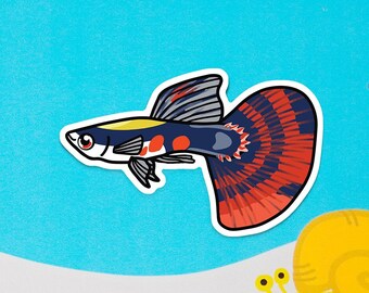 Platinum Dragon Guppy -  Matte waterproof weatherproof scratchproof sticker, decoration, fishkeeper, diary fancy sticker