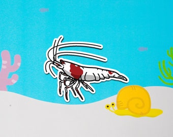 Crystal Shrimp (CRS SSS grade) -  waterproof paper sticker, aquarium sticker, decoration, fishkeeper, diary fancy sticker