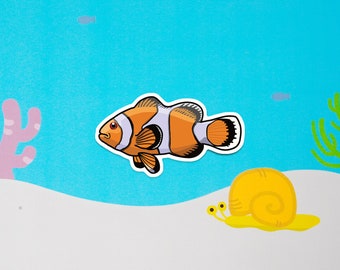 Clownfish (nemo) anemonefish -  waterproof paper sticker, aquarium sticker, decoration, fishkeeper, diary fancy sticker