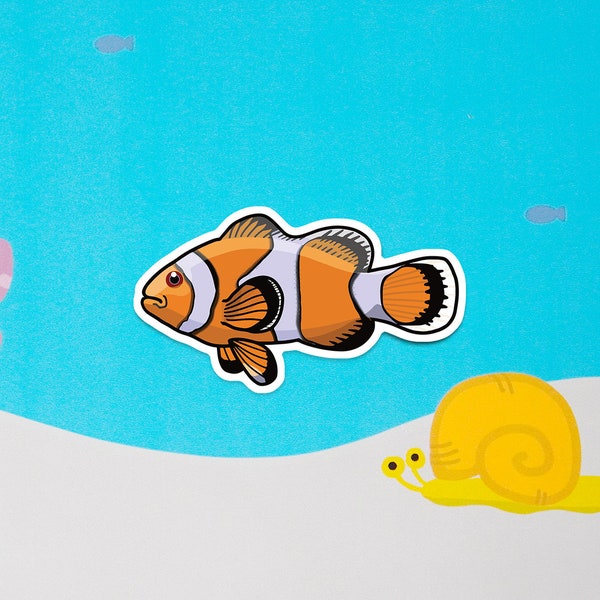 Clownfish (nemo) anemonefish -  waterproof paper sticker, aquarium sticker, decoration, fishkeeper, diary fancy sticker