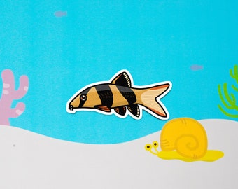 Clown Loach -  waterproof paper sticker, aquarium sticker, decoration, fishkeeper, diary fancy sticker