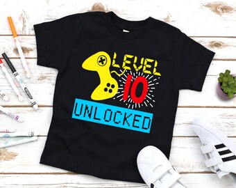 10th Birthday Shirt Boy | Video Game Birthday Shirt for 10 Year Olds | Tenth Birthday Gamer Boys Kids Controller Tshirt | Double Digits