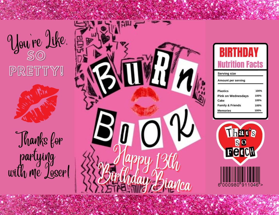 Mean Girls Inspired Burn Book Chip Bag Template CANVA Editable Etsy Mean Girls Inspired Burn Book Chip Bag Template CANVA Editable Etsy