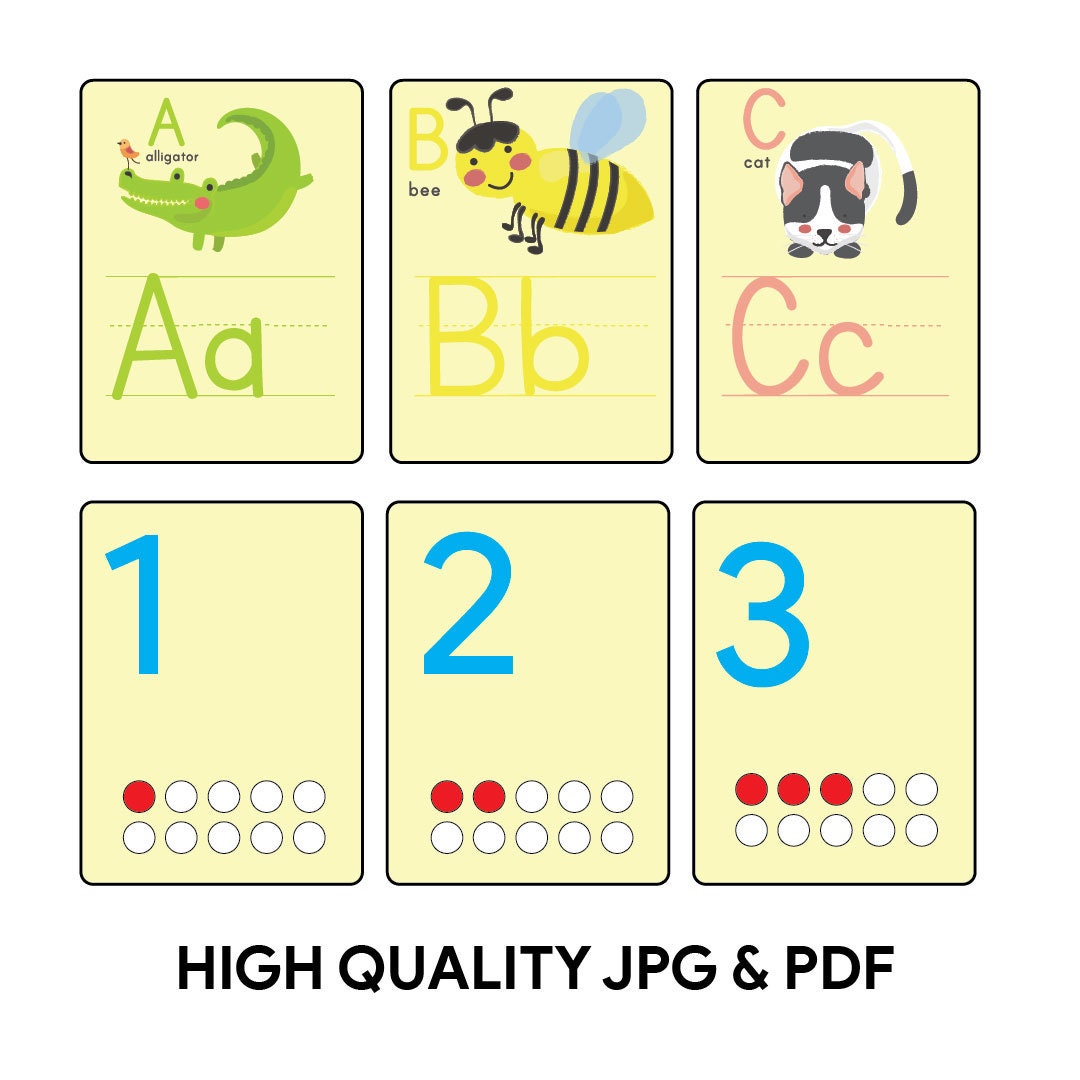 Alphabet and Number Flash Cards I Printable I Effective Etsy
