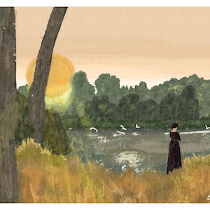Stolz und Vorurteil, Kunst, digitaler Download, Elizabeth Bennet, Jane Austen, Mr. Darcy, Buch, Filmszene, Landschaft, Kunstwerk, bedruckbar, Haus