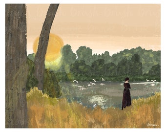 Pride and Prejudice, Art, Digital Download, Elizabeth Bennet, Jane Austen, Mr. Darcy, Book, Movie Scene, Landscape, Artwork, Printable, Home