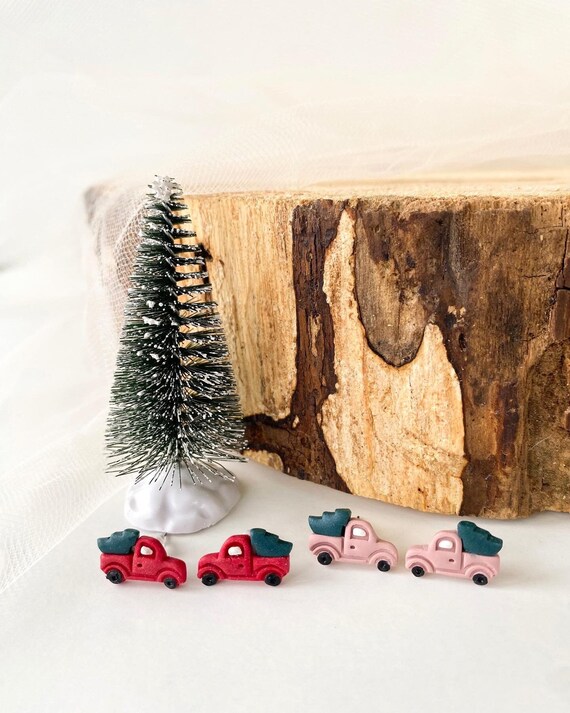 Orecchini pendenti in acrilico con ciondoli a forma di albero di Natale