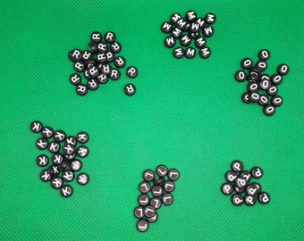 Beads letters A to Z round black individually letter beads craft acrylic beads alphabet