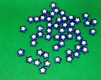 Bastelperlen Sterne Perlen Acryl blau 50 Acrylperlen basteln weiß nähen