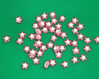 Bastelperlen Sterne Perlen Acryl rosa 50 Acrylperlen basteln weiß nähen