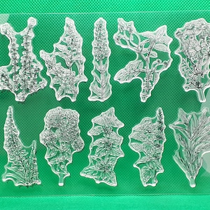 Carimbo de silicone para plantas, carimbo de ervas, chá de menta, carimbo transparente