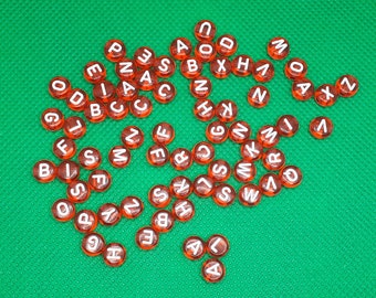 Perles de lettres rond rouge transparent perles acrylique lettres blanches bricolage perles acryliques Alphabet
