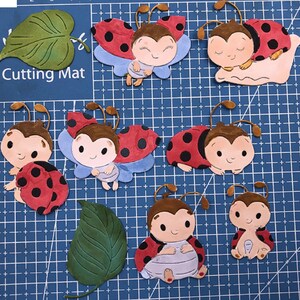 Stencil per goffratura, stencil per taglio famiglia coccinella, per creare stencil