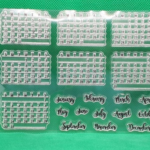 Calendario con timbri in silicone Calendario annuale Mesi Giorni Timbri trasparenti trasparenti