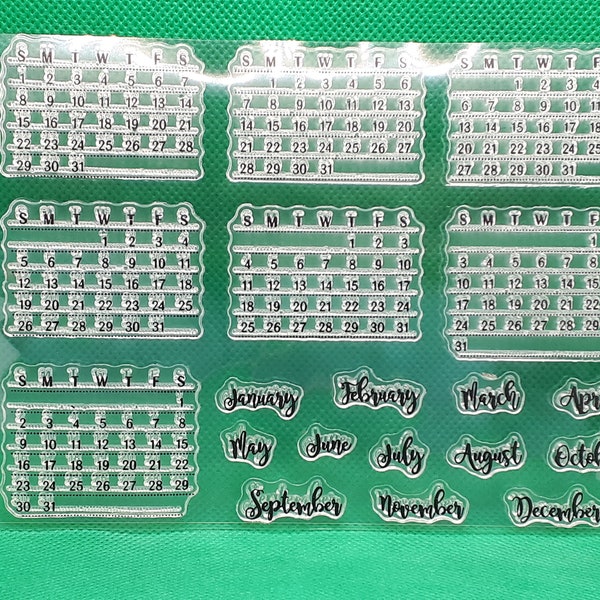 Silicone Stamp Calendar Yearly Calendar Months Days Stamp Clear Clearstamps