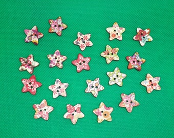 Star buttons wood button colorful tinkering sew various motifs wooden buttons