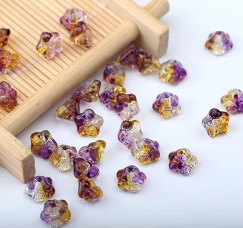 Glass Beads Lily Flower Glass Craft Beads 20 Pieces Lampwork Beads Etsy