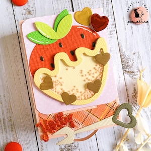 Plantilla de estampado fresa con corazón plantilla de corte fruta de verano