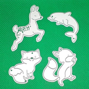 Prägeschablone Fuchs Delphin 4er Set Stanzschablone Reh prägen stanzen Schablone
