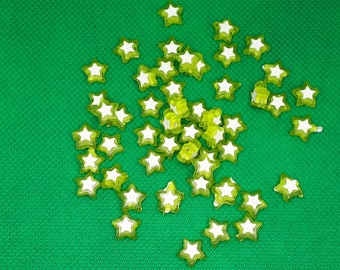 Bastelperlen Sterne Perlen Acryl hellgrün 50 Acrylperlen basteln weiß nähen
