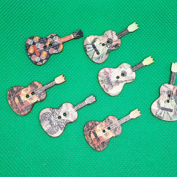 Guitare boutons en bois musique bouton boutons instrument artisanat couture scrapbooking