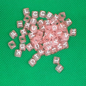 Letter cube beads pink transparent acrylic letter cube white craft white acrylic beads alphabet craft beads